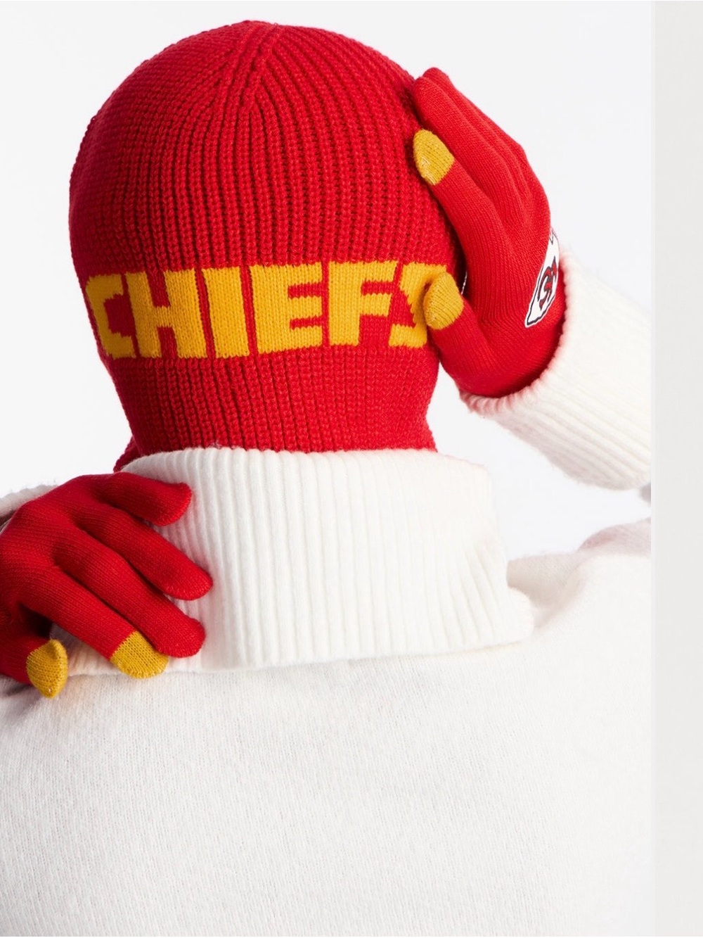 Red 'CHIEFS' Knit Beanie with Yellow Lettering